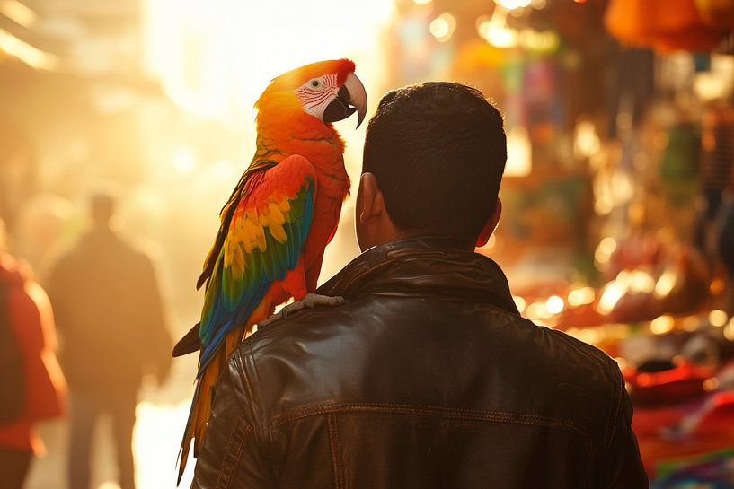 Parrot and human by Poster Art Shop