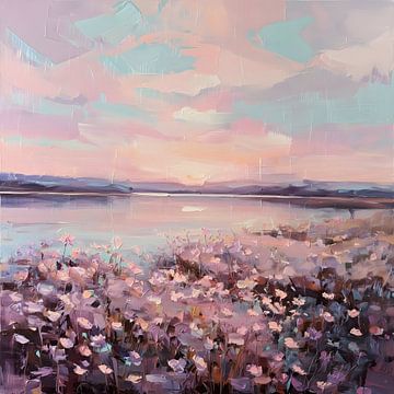 Pink Flowers by the Water by FoXo Art