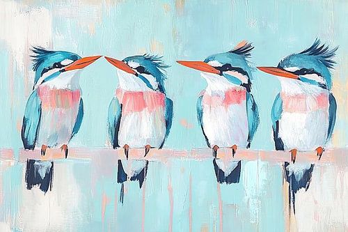 Ice Birds | Cheerful Painting of Ice Birds by Eye catching paintings