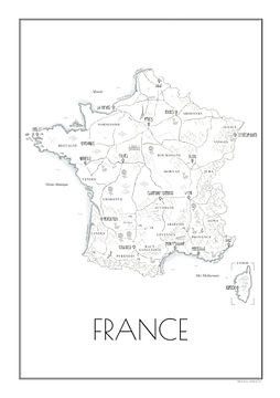 Poster mit der Karte von Frankreich von Martijn Joosse