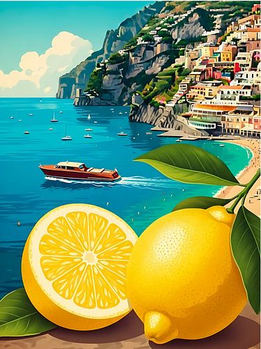 Lemon Summer Coastal Illustration