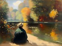 Digital Art- Old Man at the Lake in Watercolour Style