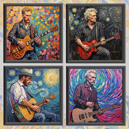 Vier gitaristen (gezien door de ogen van Van Gogh)