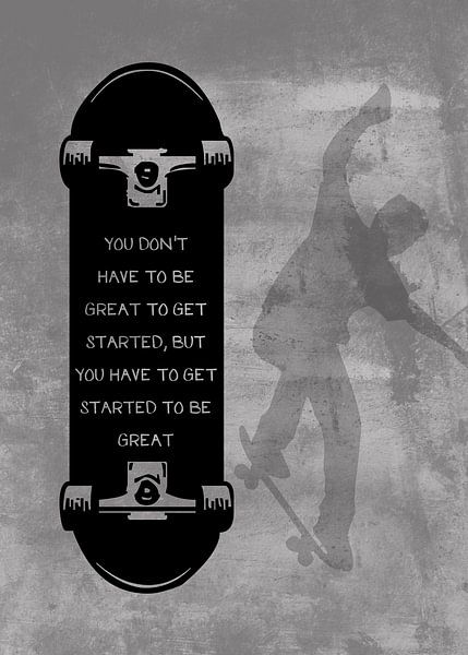 Skateboard Wallart &quot;Get started to be great&quot;  Geschenkidee von Millennial Prints