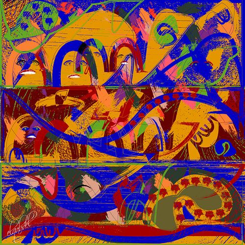 the woman in digital geometric abstract art