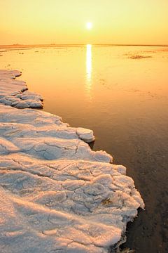 Arktisches Eis und Meereslandschaft auf den Sandflächen des Wattenmeeres von Sjoerd van der Wal Fotografie