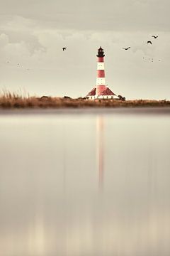 Vuurtoren Westerheversand aan de Noordzee van Florian Kunde