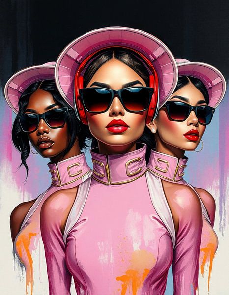 Fashion and staged strength, fleeting beauty - three women between fashion and dissolution by AidasignArt