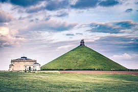 The Lion of Waterloo with pavilion in Braine-l'Alleud, Belgium