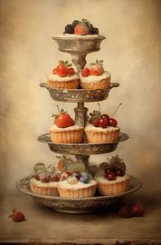 Fruity Vintage Cakes on Etagere by Brigitta Meijer