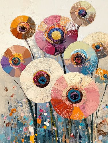 Bloemexplosie | Abstracte Bloemen Schilderij