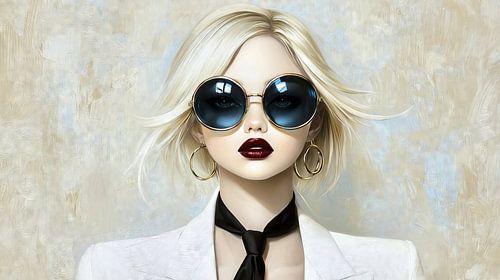 Stijlvolle vrouw met platinablond haar