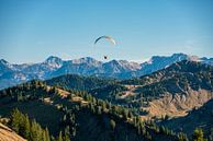 Gleitschirmfliegen über den Allgäuer Alpen. Gleitend über den Bergen von Berg zu Berg von Leo Schindzielorz Miniaturansicht