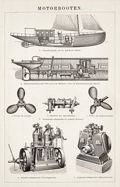 Antique engraving Motorboats by Studio Wunderkammer