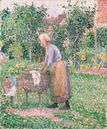 Een Washerwoman bij Éragny, Camille Pissarro van Meesterlijcke Meesters thumbnail