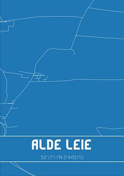 Blauwdruk | Landkaart | Alde Leie (Fryslan) van MijnStadsPoster