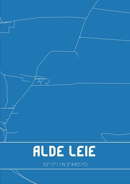 Blauwdruk | Landkaart | Alde Leie (Fryslan) van Stad & Wand
