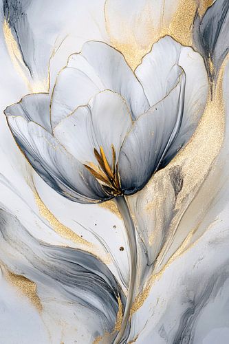 Abstracte tulp met gouden accenten