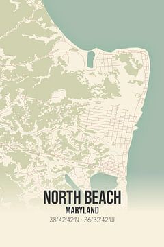 Vintage landkaart van North Beach (Maryland), USA. van MijnStadsPoster