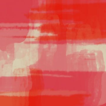 Moderne abstracte kunst in neon en pastelkleuren roze, oranje, wit nr.4 van Dina Dankers