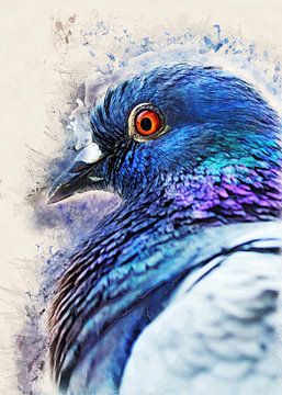 Duif vogel aquarel kunst #pigeon van JBJart Justyna Jaszke
