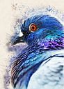 Duif vogel aquarel kunst #pigeon van JBJart Justyna Jaszke thumbnail