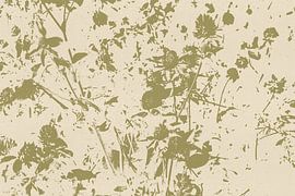 Kleeblüten in Salbei auf Weiß. Moderne abstrakte botanische Kunst von Dina Dankers