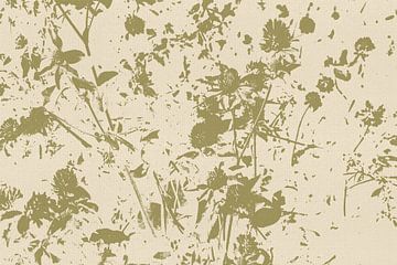 Kleeblüten in Salbei auf Weiß. Moderne abstrakte botanische Kunst von Dina Dankers
