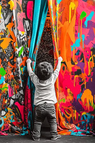 Kleurrijke kunst en kind ontdekken