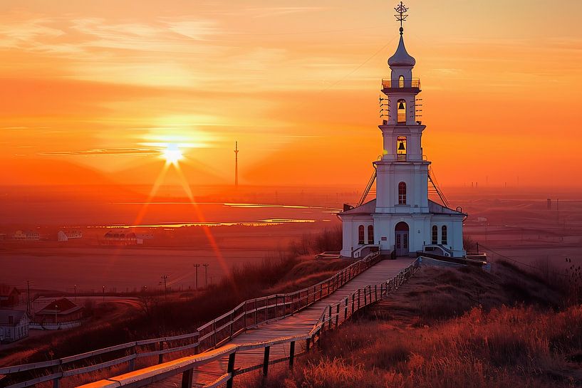 Magisches Licht auf Kirche von fernlichtsicht