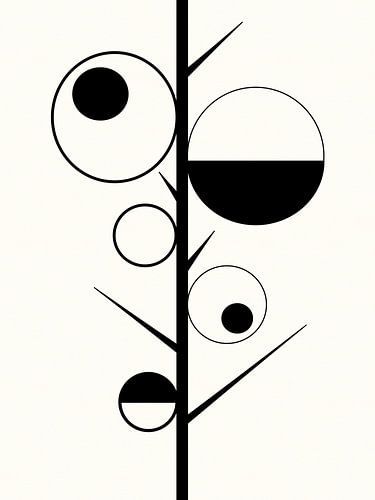 Minimalistische boom – abstracte geometrische boom in zwart-wit