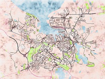 Karte von Wismar im stil 'Soothing Spring' von Maporia