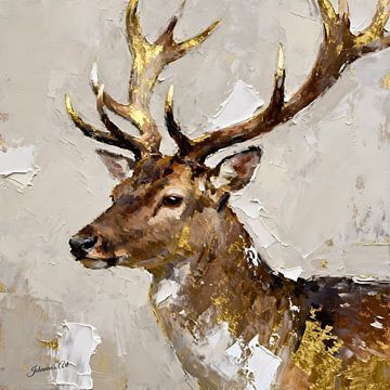 Gilded Antlers - Stag 2 van Johannas Art Creations