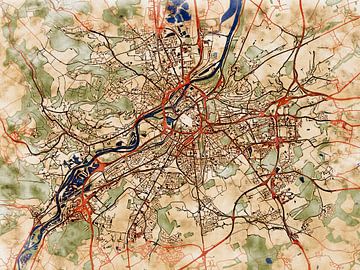 Kaart van Metz in de stijl 'Serene Summer' van Maporia