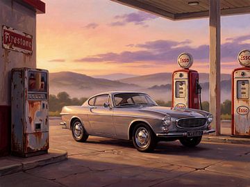 Oldtimer Volvo P1800 an der Sunset-Tankstelle