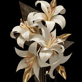 Élégants lys blancs sur fond noir sur Pixelbull Design