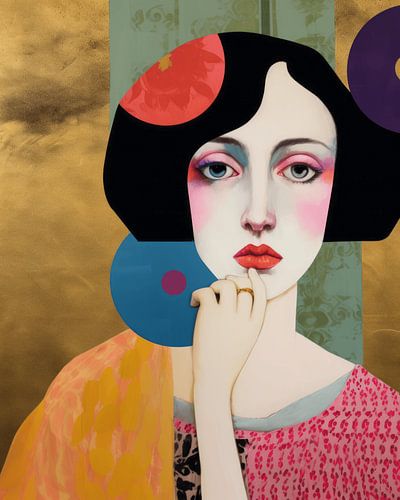 Contemporary art collage, kleurrijk portret