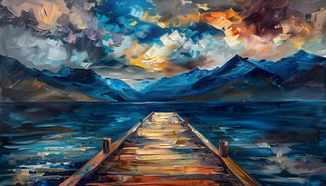 Pier under the clouds abstract panorama by TheXclusive Art