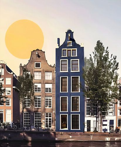 Maison moderne sur le canal d'Amsterdam