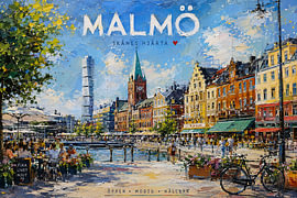 Ein Gemälde von Malmö, Schweden – einer wunderschönen Stadt in Europa. von Galerie Hoppenbrouwers