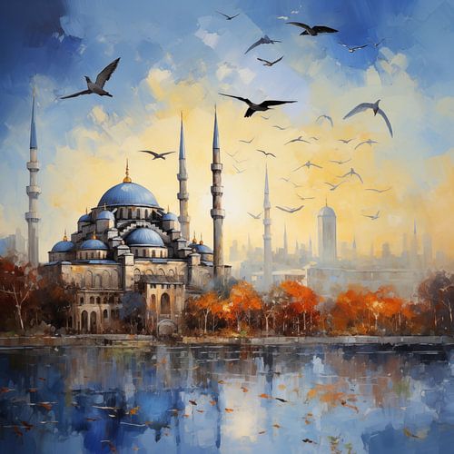 Moskee Istanboel zonsondergang