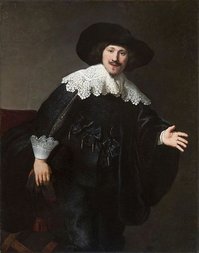 Portret van een man die opstaat van zijn stoel, Rembrandt van Rijn
