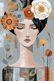 surrealistisch portret vrouw met bloemen
