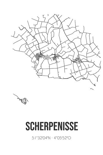 Scherpenisse (Zeeland) | Landkaart | Zwart-wit van Stad & Wand