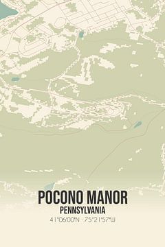 Vintage landkaart van Pocono Manor (Pennsylvania), USA. van MijnStadsPoster