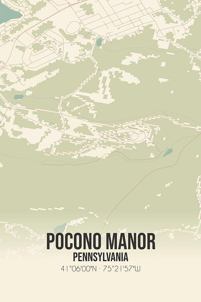 Carte ancienne de Pocono Manor (Pennsylvanie), USA. par Affiches de lieux