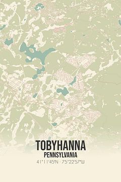 Vintage landkaart van Tobyhanna (Pennsylvania), USA. van MijnStadsPoster