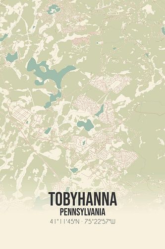 Alte Karte von Tobyhanna (Pennsylvania), USA.