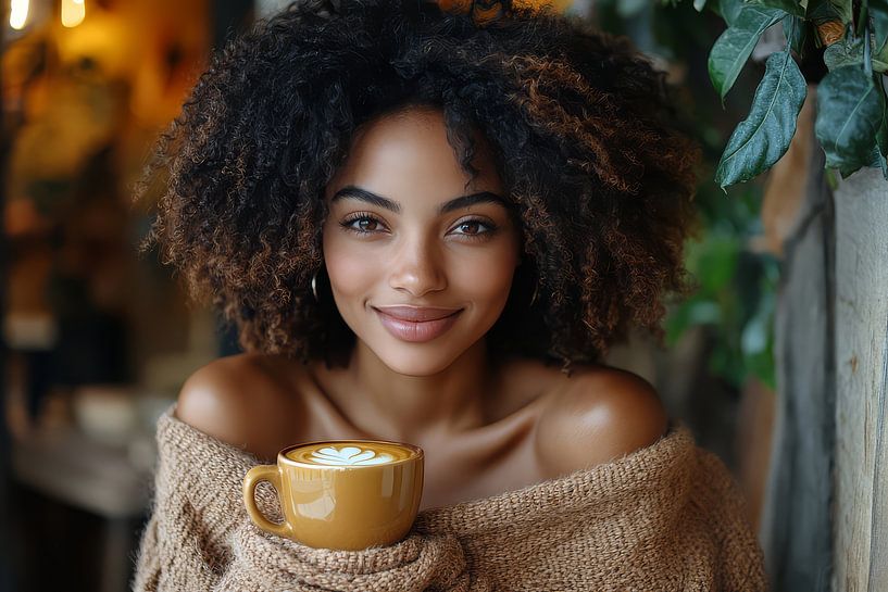 femme boit du café par Egon Zitter