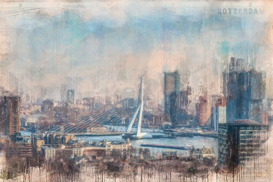 Rotterdam painted Erasmusbridge